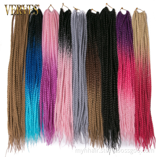 Crochet braid 22 Roots/pack Ombre Synthetic Braiding Hair extension Heat Fiber Bulk Colorful 24 inch box braid